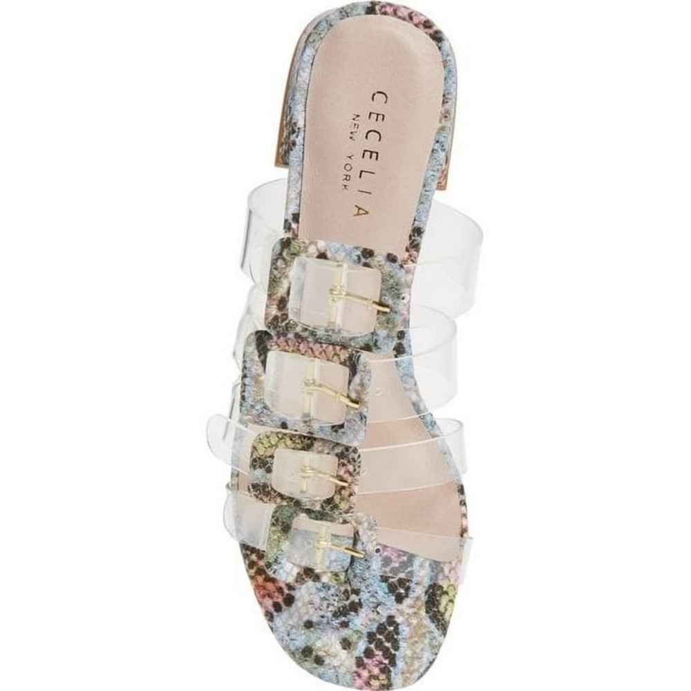 Cecelia New York Snakeskin Slide Sandals with Clear Straps